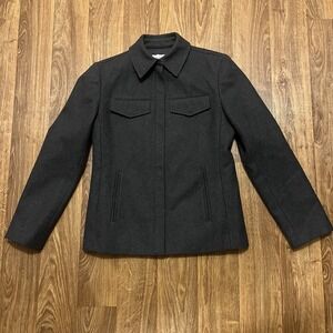 Vintage J. Crew Wool Jacket Men XS‎ Smoke Grey Full Zip Up Classic Pockets
